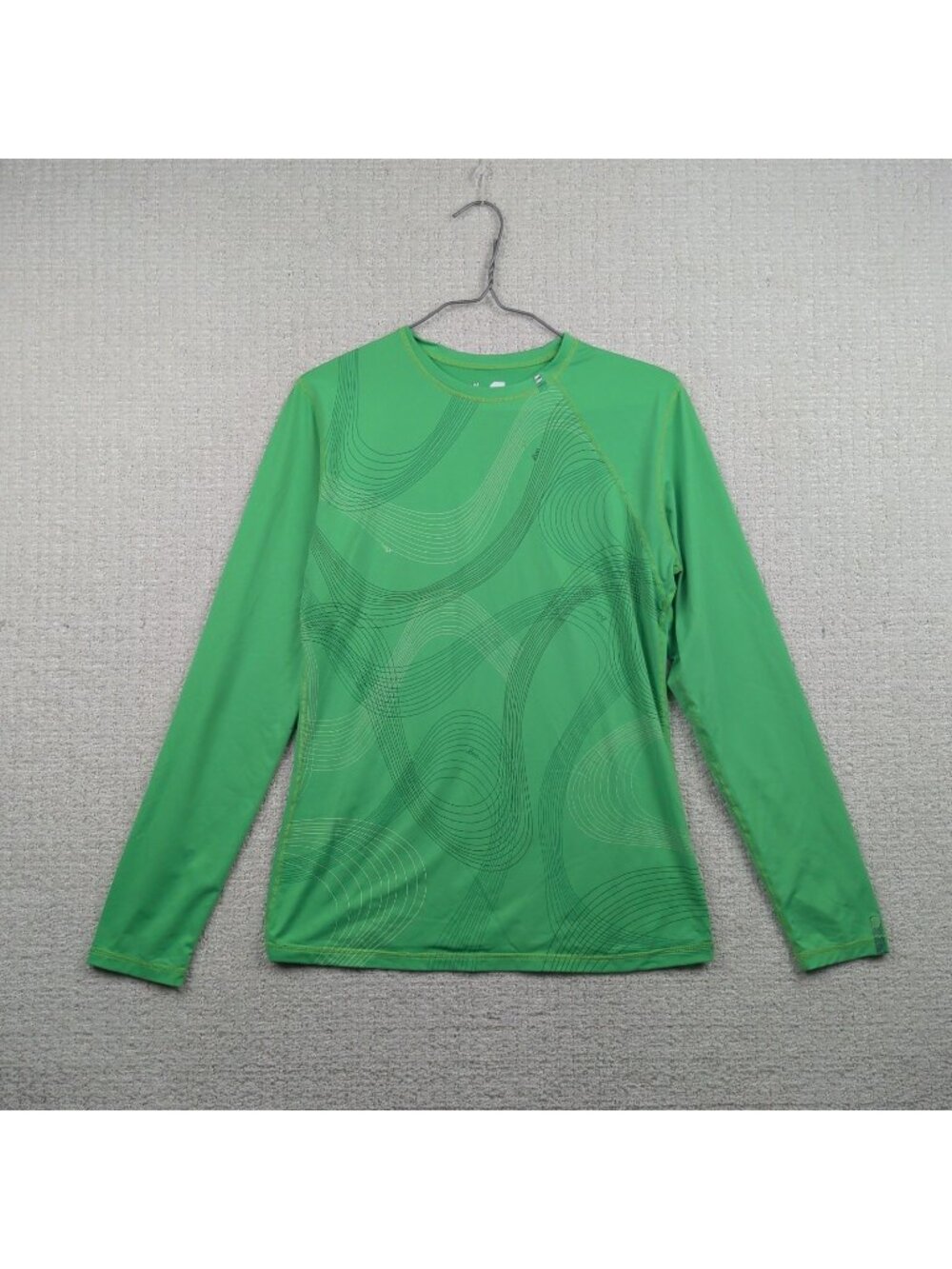 Y2K Orage Ski Baselayer Shirt Womens Sz M Long Sleeve Green Abstract AOP